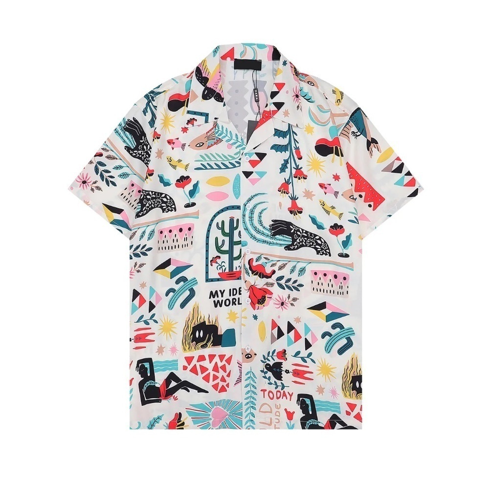 Zara Multicolor Novelty Print Mens Graphic Resortwear Button-down Shirt Size M - Picture 5 of 10